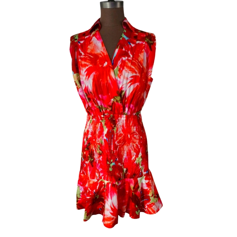 Milly Red Floral Mini Dress - Picture 3 of 15